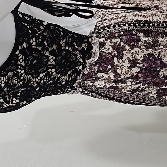 Dainty Hooligan  Maxi Boho Dress Black Floral Colorblock Cutout Open back Size S - Picture 5 of 11